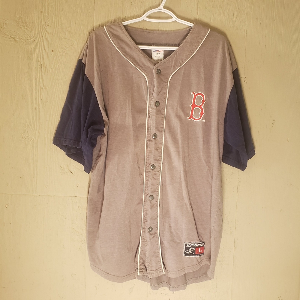 Logo Athletic Boston Red Sox Button Jersey Size L Large